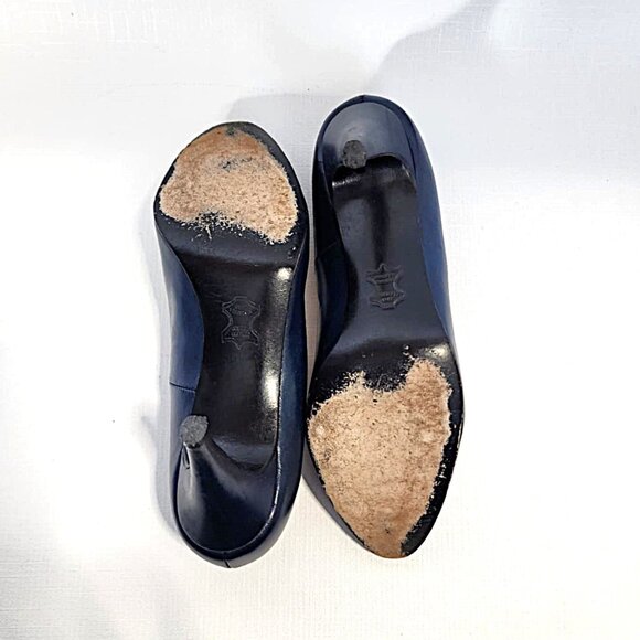 Thomas Wallace navy blue leather high heels - Picture 8 of 12